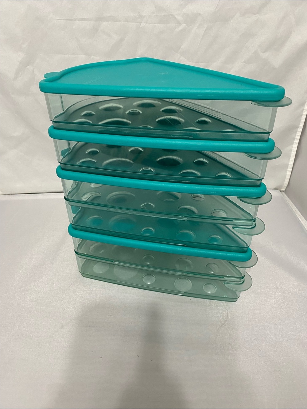 Tupperware Teal Stackable Pizza Storage - Picture 2 of 11